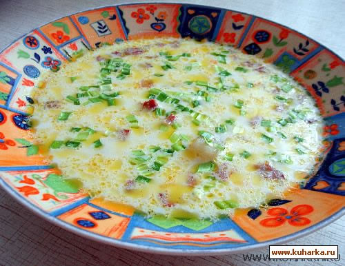 Рецепт Сырный суп с колбасой
