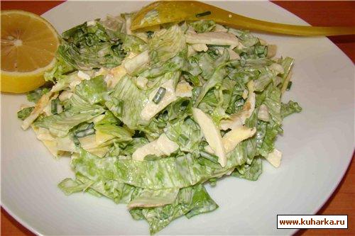 Рецепт Зеленый салат с яблоками и яичницей