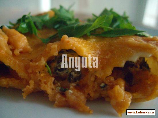 Рецепт Канелони со шпинатом, сыром рикота и орехами