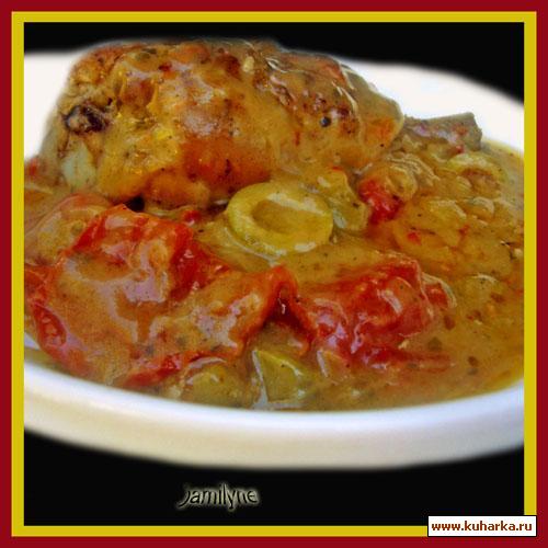 Рецепт Цыпленок в соусе из сушеных помидор и зеленых оливок