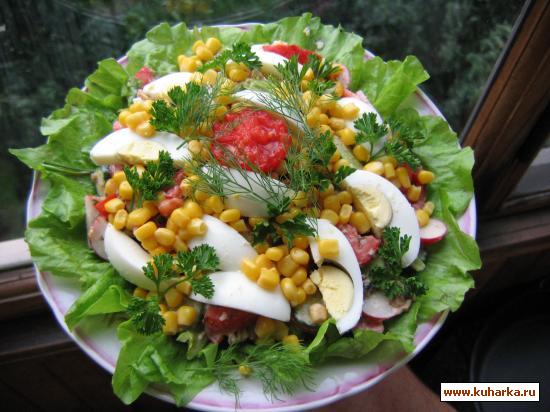 Рецепт Салат из овощей со шпротами