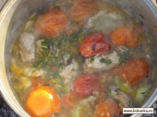 Рецепт Свиные ребрышки с овощами в казане