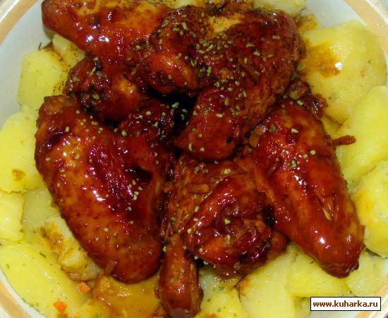 Рецепт Куриные крылышки в медовом соусе.