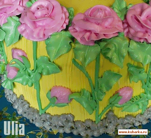 Рисуем кремом цветы на торте_Como desenhar flores de creme no bolo
