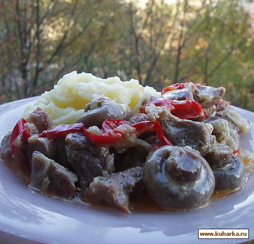 Рецепт Мясо с грибами "Зимний вечер"