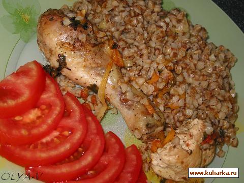 Рецепт Курица с гречкой и овощами томленая в духовке