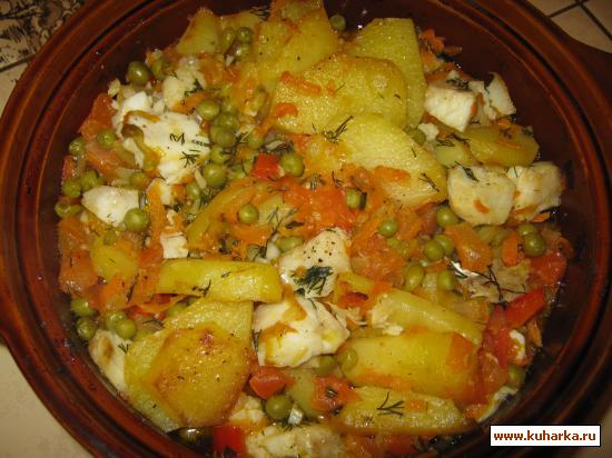 Рецепт Треска с овощами в горшочке