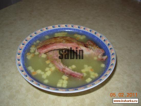 Рецепт Гороховый суп с копчеными рёбрами