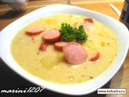 Рецепт Картофельный суп с сосисками