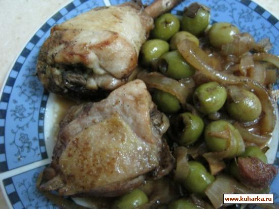 Рецепт Курица с оливками в вине