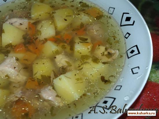 Рецепт "Жареный" куриный суп