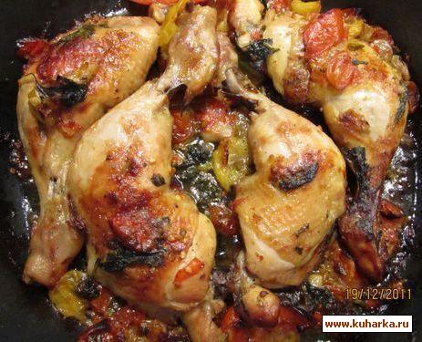 Рецепт Курица с базиликом и томатами от Дж.Оливера