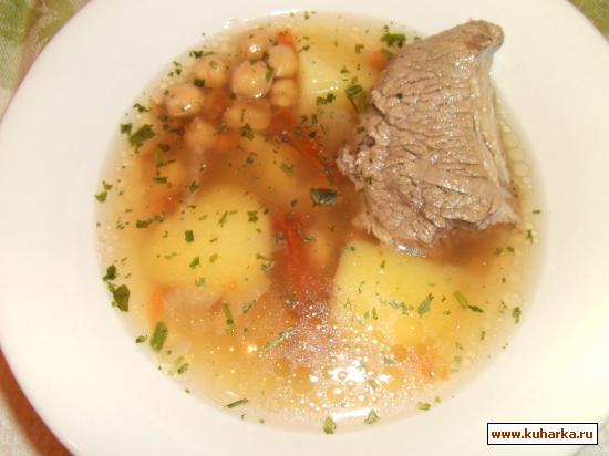 Рецепт Нухот шурва-суп гороховый с мясом.