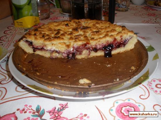 Рецепт Песочный пирог с черничным джемом и творогом
