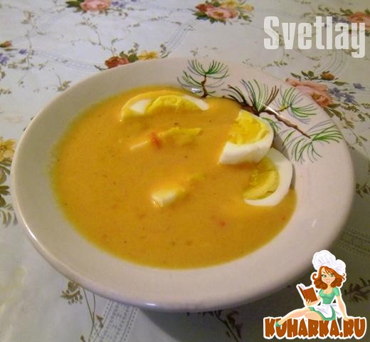 Рецепт Суп-крем с тыквой и яйцами.
