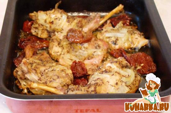 Рецепт Кролик, запеченый с горчицей и вялеными помидорами