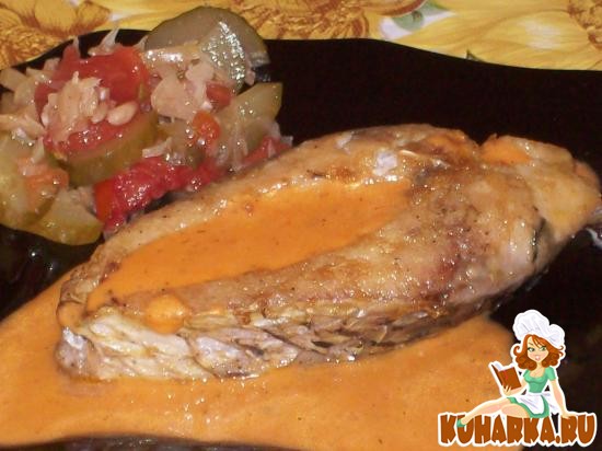 Рецепт Жаренная рыба в томатно-сметанном соусе