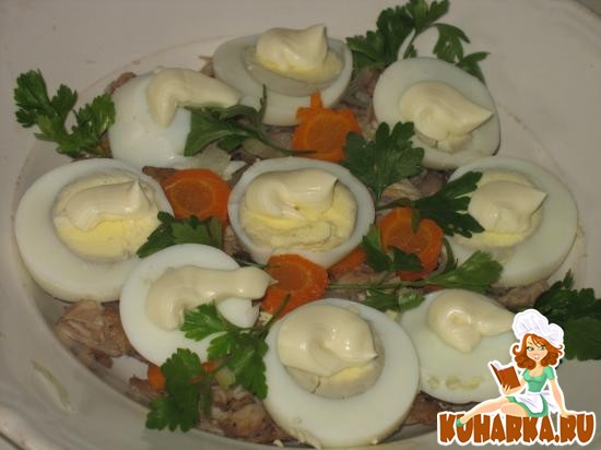 Рецепт Салат из отварных яиц и мяса