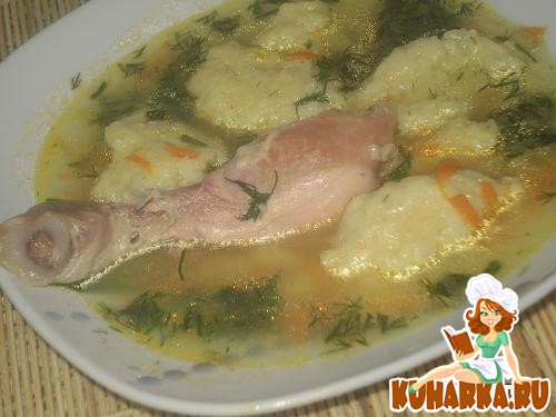 Рецепт Суп с галушками из кабачка