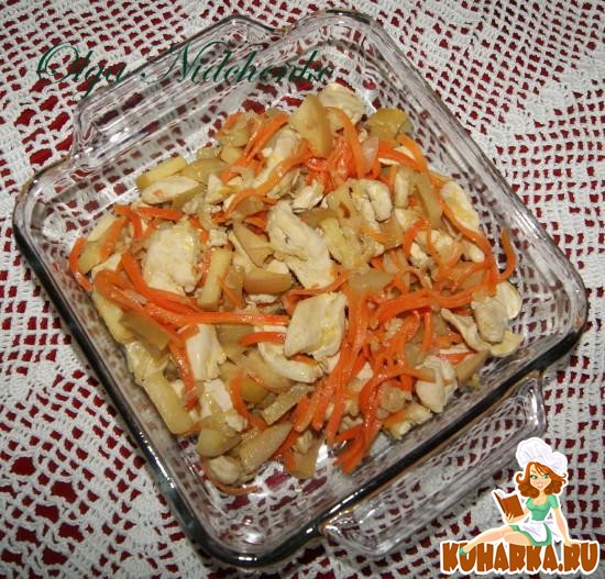 Рецепт Куриное филе с морковью и яблоками
