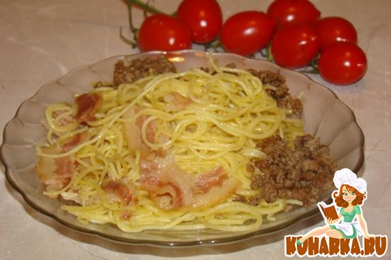 Рецепт Спагетти с мелкими кусочками бекона