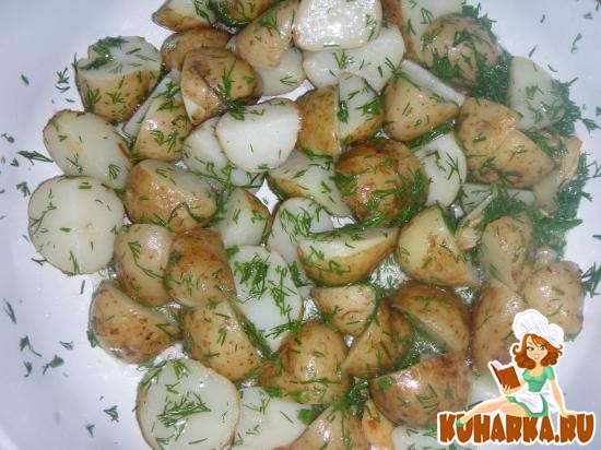 Рецепт Молодой картофель обжаренный на сковороде с чесноком и укропом