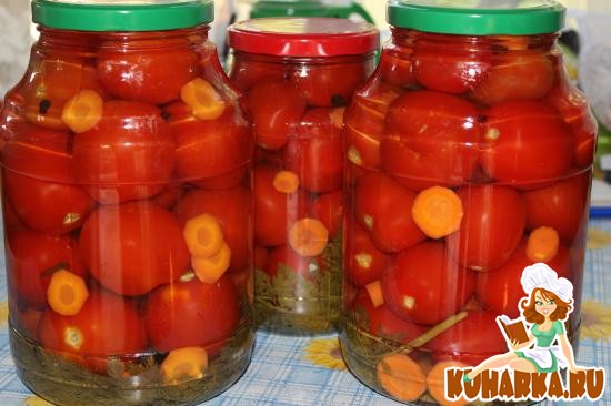 Рецепт Маринованные помидоры с морковной ботвой
