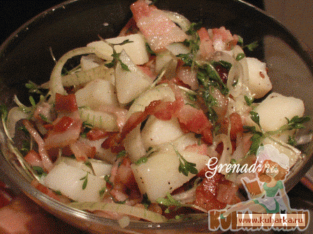 Рецепт Картофельный салат с беконом и кресс-салатом"